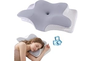 YHUKB Cervical Neck Pillow for Pain Relief Sleeping, Memory Foam Body Positioner, White, Standard Size, Ergonomic Design with