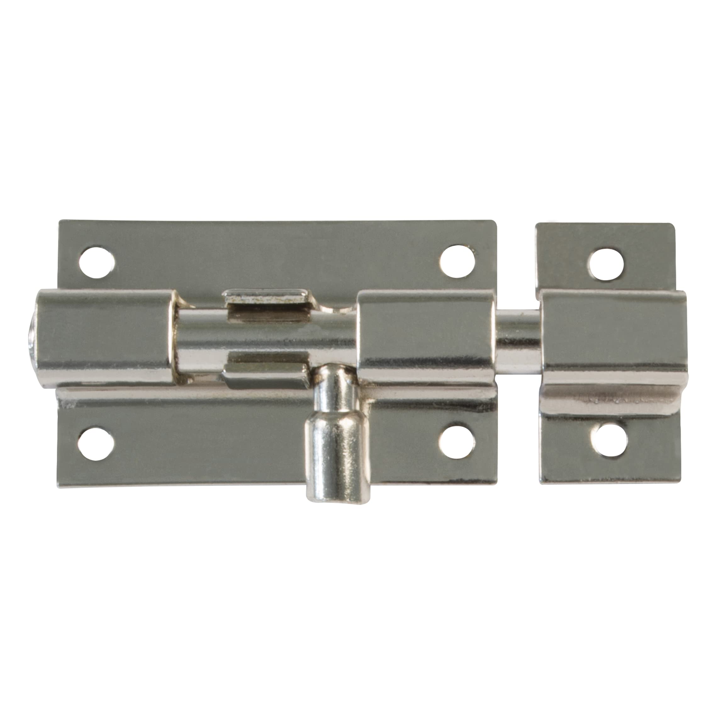 Amig - Rim Pin | 60x30mm | Ideal for Interior Wooden Doors | Square Edges | Latch for Bathroom, Bedroom or Office | Security Bolt | Silver Steel