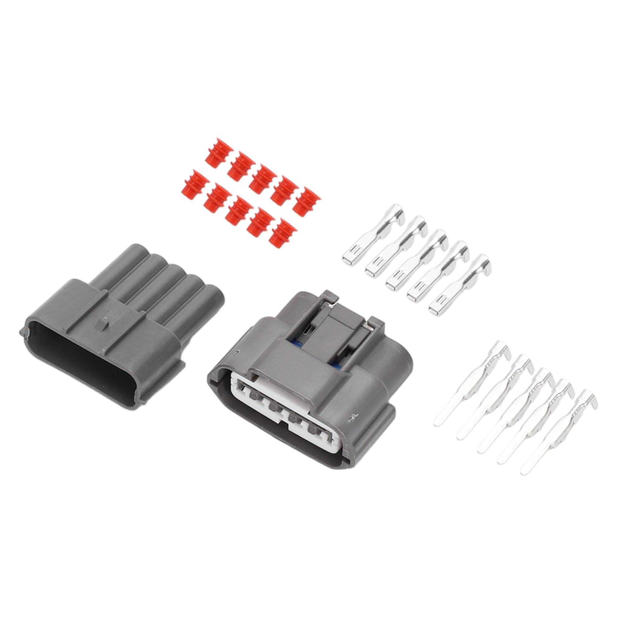 INFINAUTO 5 Pin Air Flow Meter Connector Plug, 2mm Series Male Female Wire Terminal Connector for Nissan Plastic Copper Gray, 1 Set