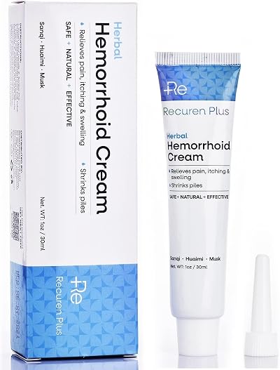 Recuren Plus Hemorrhoids Treatment Cream 30g Fast Acting 4 Nozzles