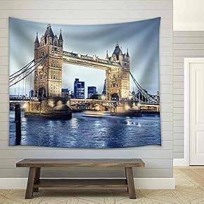 Tower Bridge at Night - Fabric Wall Tapestry Home Decor - 51x60 inches