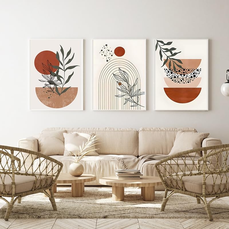 LPFNSF Modern Geometric Plant Decoration Poster, Artistic Abstract Decoration Painting, Printed Poster On The Background Wall Of The Bedroom, Living Room, Office, Frameless (A 12, 20x30cm*3)