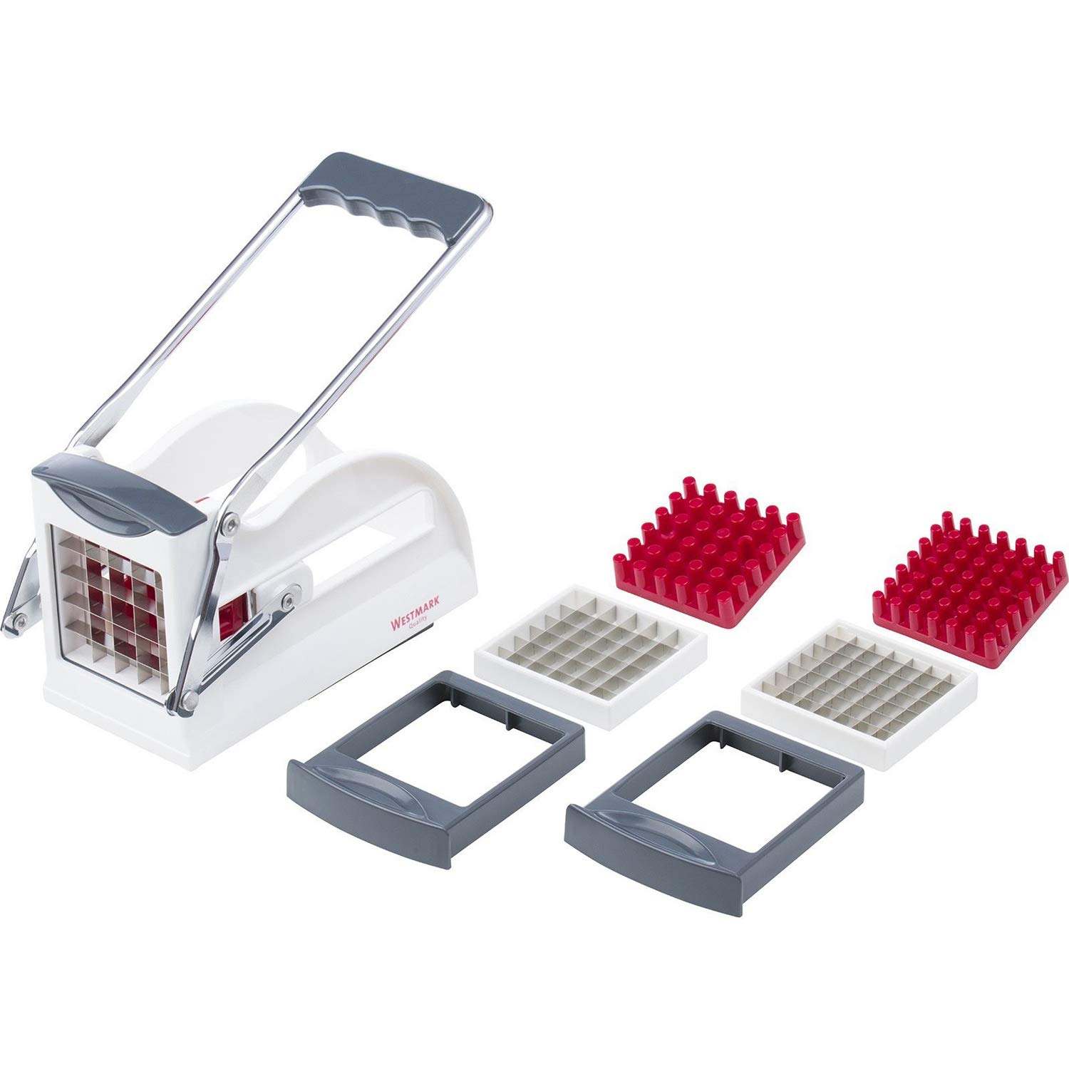 WestmarkChip Cutter with Soft Touch Lever Effortlessly Preparing Vegetable Sticks, Chips etc. Vegetable Cutter with 3 Stainless Steel Inserts (White/Anthracite)