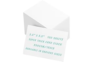 100 Sheets White Cardstock, 2.5"x3.5" 350gsm/130lb Heavy Weight Small Business Card Stock, Thick Cardstock Paper for Note Car