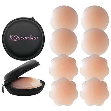 KQueenStar Nipple Cover - Silikon Nippelabdeckung Gel Brustwarzenabdeckung Selbstklebend & Wiederverwendbar Brust Aufkleber u