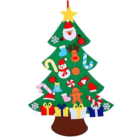 Xonor Albero Di Natale In Feltro Fai Da Te Con Ornamenti Per Bambini Regali Di Natale Decorazioni Per Appendere Le Pareti Di Capodanno B