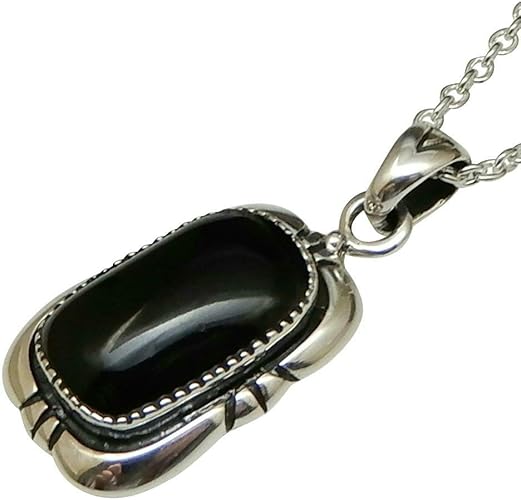 Amazon 存在感有るオニキスネックレス シルバー925 メンズネックレス シルバーネックレス シルバーペンダント パワーストーン ネックレス オニキスペンダント 40 あずきチェーン ネックレス 通販