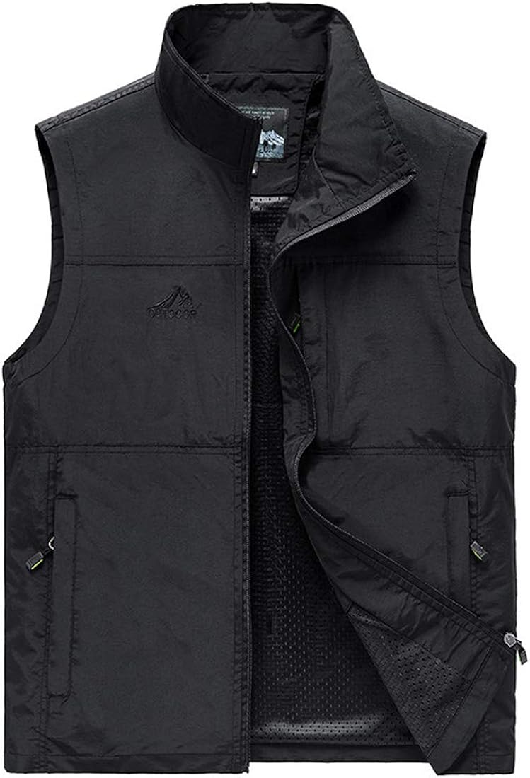 Men's Vests Outdoor, Casual Lightweight Gilet with Multi Pocket, 100 Cotton Multifunction Work