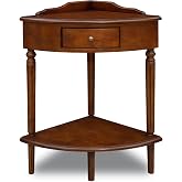 Leick Home Coastal Wedge End Table, Pecan | , Freestanding, Classic, Wood, Furniture, 9016