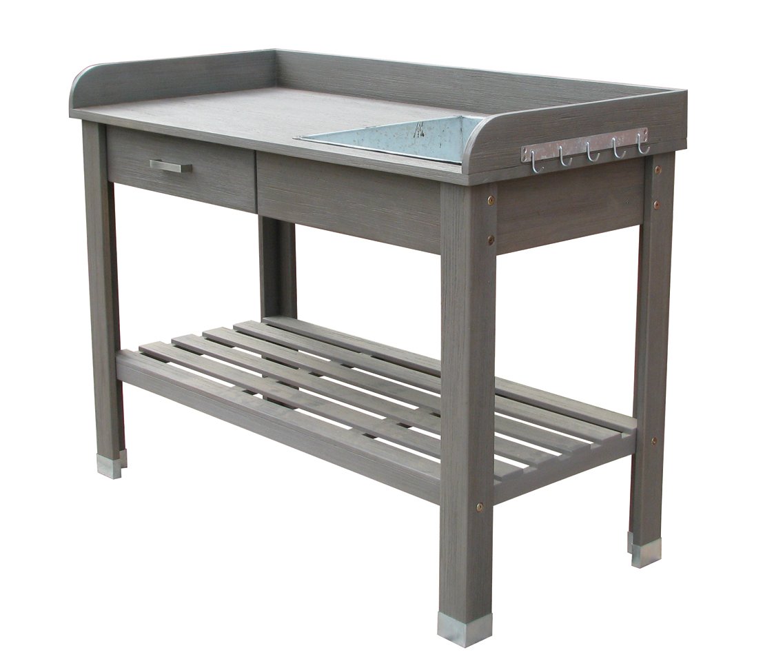 Dehner Montreal Wooden Plant Table, ca. 110 x 91 x 51.5 cm FSC Acacia Wood Grey