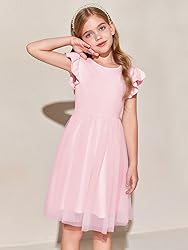 Haloumoning Girls Tutu Dress Ruffle Short Sleeve