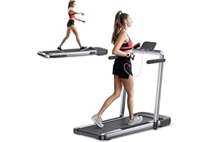FLYLINKTECH 2 in 1 Folding Treadmill, 2.25HP Under Desk Treadmill Walking Pad with App & Remote Control, Led Display, 380lbs Weight Capacity, Portable Walking Treadmills for Home Office