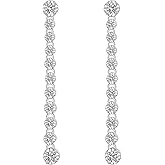 Long Moissanite Dangle Earrings - 925 Sterling Silver Post Linear Drop Created Diamond for Women Gift