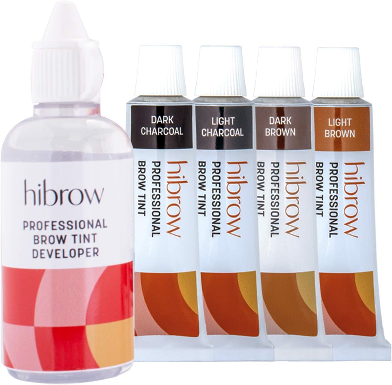 Hi Brow Professional Colour Collection Eyebrow Tinting Kit - 4x 15ml Eyebrow Tint, 50ml Tint Developer - Semi-Permanent Brow Dye Set Bespoke Salon Quality Eye Brow Tinting Kits