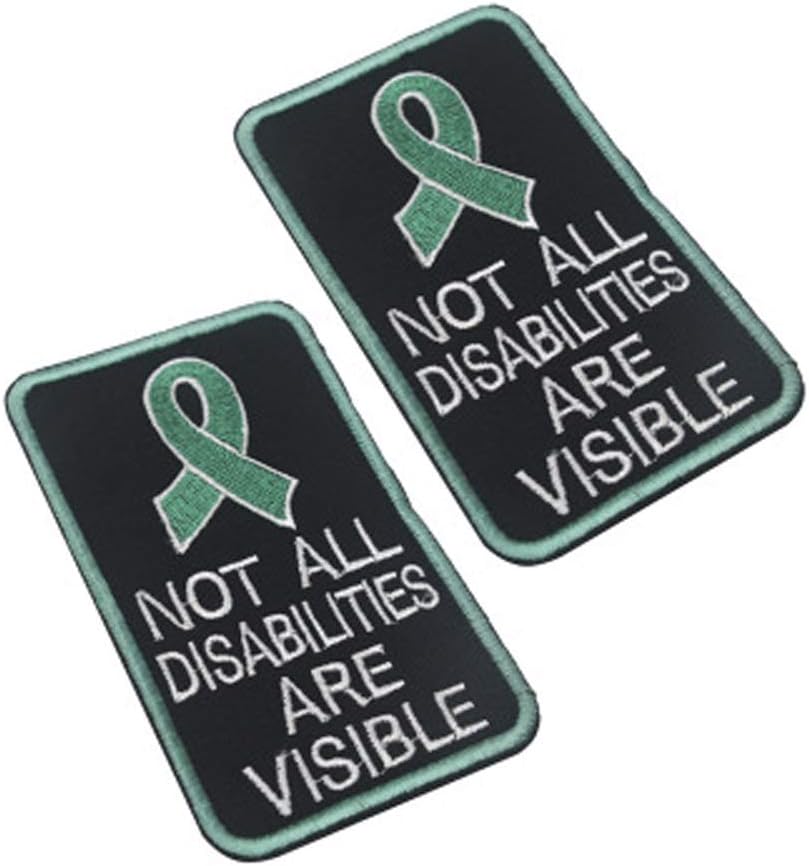 2Pc Not All Disabilities are Visible Vests/Harnesses Service Dog Emblem Embroidered Fastener Hook & Loop Patch