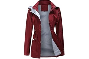 Gyozelem Womens Raincoat Windbreaker Waterproof Lightweight Lined Hooded Rain Jacket