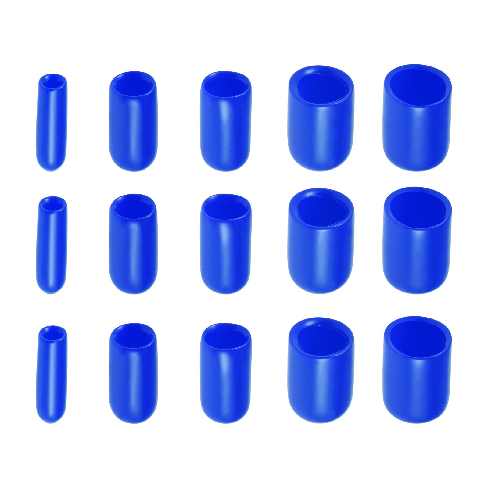 Rebower 100 Pack Screw Thread Protector Cover Rubber End Caps, [for Screw, Bolt, Rod End Cap] - 1/8 inch 3/16 inch 1/4 inch 5/16 inch 3/8 inch inner dia/Blue