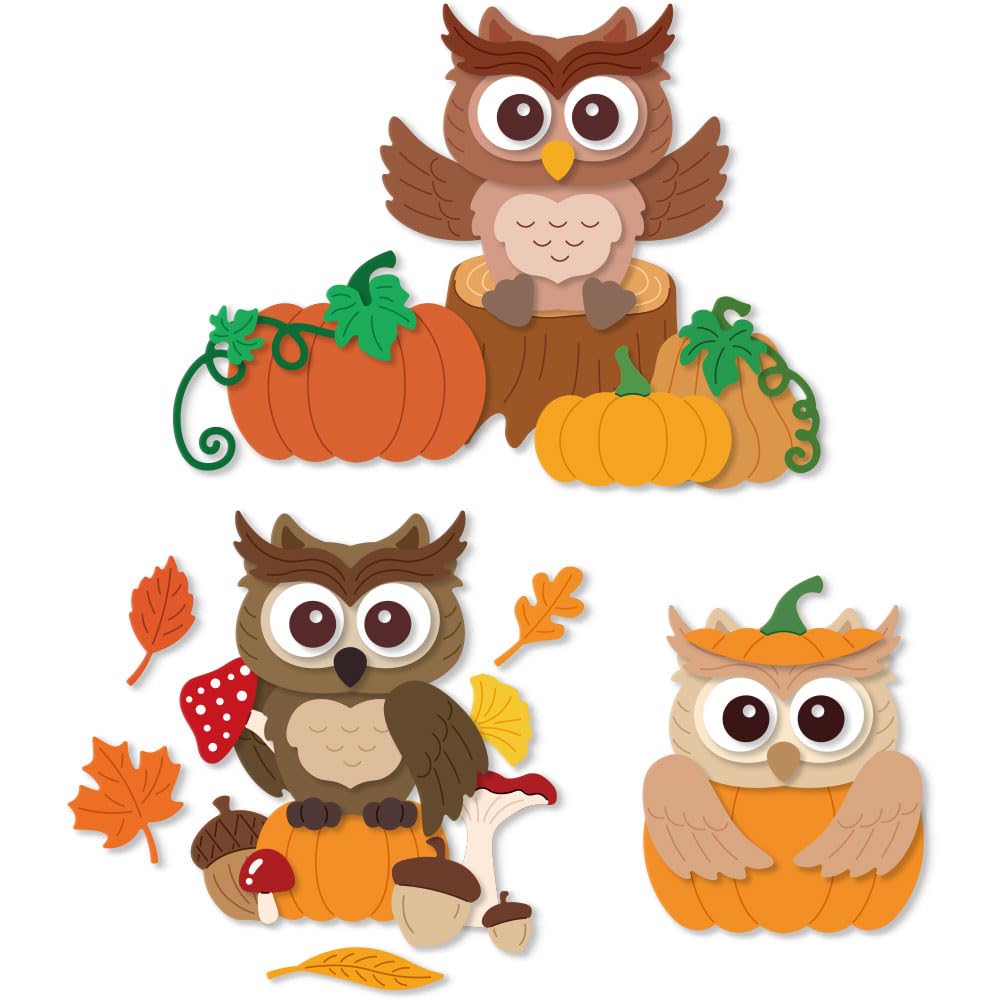 DELORIGIN Owl Autumn Pumpkin Cutting Dies Carbon Steel Die Cuts for Card Making Embossing Scrapbooking Stencils Template for DIY Craft Album Paper Greeting Card Halloween Festival Gift Decor