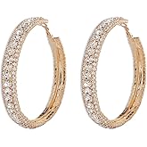 Wekicici Rhinestone Hoop Earrings Large Hoop Earrings with Rhinestone Crystal Hoop Earrings Earrings on Party or Daily Wear for Women