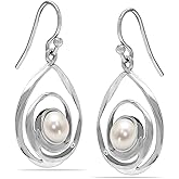 LeCalla Women's Sterling Silver Freshwater Pearl Earrings | 925 Silver Freshwater Cultured Pearl Drop Earring for Gift Jewelry