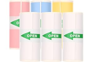 mafiti 6 Rolls Self-Adhesive Thermal MINI Printer Paper Rolls (3 Rolls White and 3 Rolls Colorful), Compatible X6 MINI Pocket Portable Printer, 57 x 25 mm
