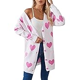 Womens Halloween Long Sleeve Open Front Cardigan Casual Loose Cute Heart Knit Cardigans