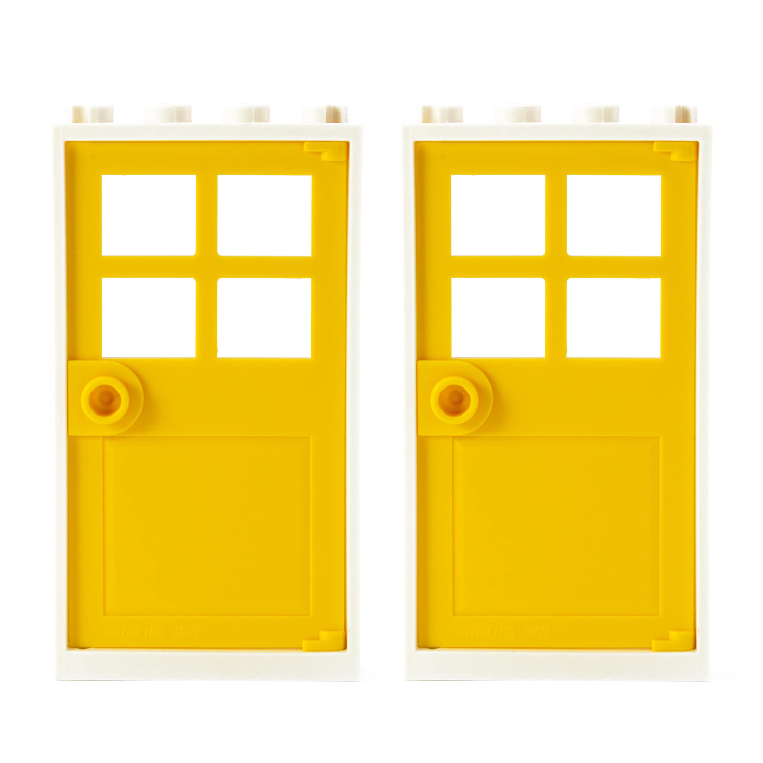 LEGO Bricks Frame with Door, 1 x 4 x 6 cm, White/Yellow, 2 Piece