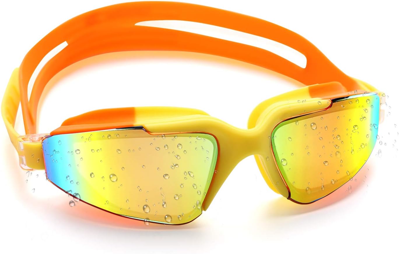 Amazon Com Swim Goggles For Kids Conthfut Swimming Goggles Professional Anti Fog No Leaking Uv Protection Wide View Swim Glasses For Youth Women Kids Yellow Clothing