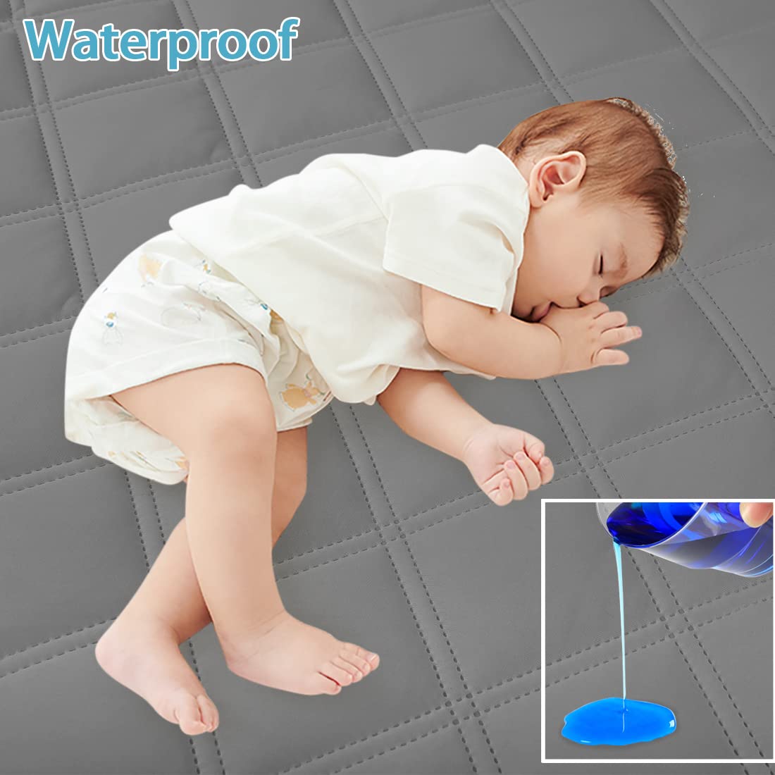 Yoofoss Waterproof Crib Mattress Protector, Quilted Fitted Crib