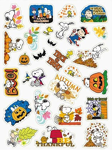 Peanuts Snoopy Fall, Halloween & Thanksgiving Stickers Be Thankful, Leaf Pile Play, Boo! (27 Stickers; 1-1)