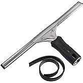 Unger Professional Connect and Clean 12” Performance Squeegee for Glass and Window Care with Replacement Rubber, Heavy Duty C