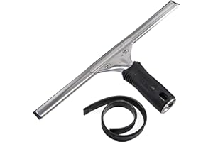 Unger Professional Connect and Clean 12” Performance Squeegee for Glass and Window Care with Replacement Rubber, Heavy Duty C