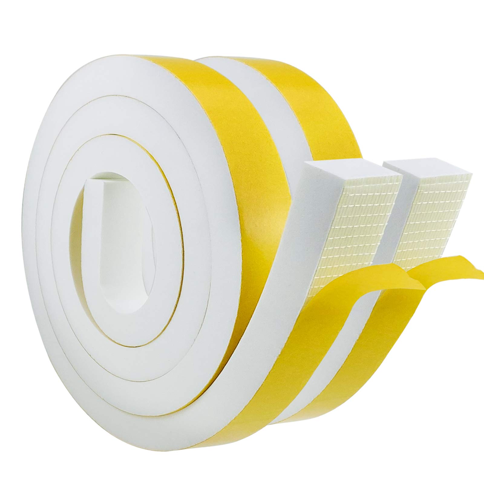 Storystore Self-Adhesive Foam Tape, Foam Insulation Tape White 25mm(W) x 20mm(T), Draught Excluder Tape for Door Window, Anti-Collision, Soundproofing, Gap Sealing (2m Long x 2 Rolls)