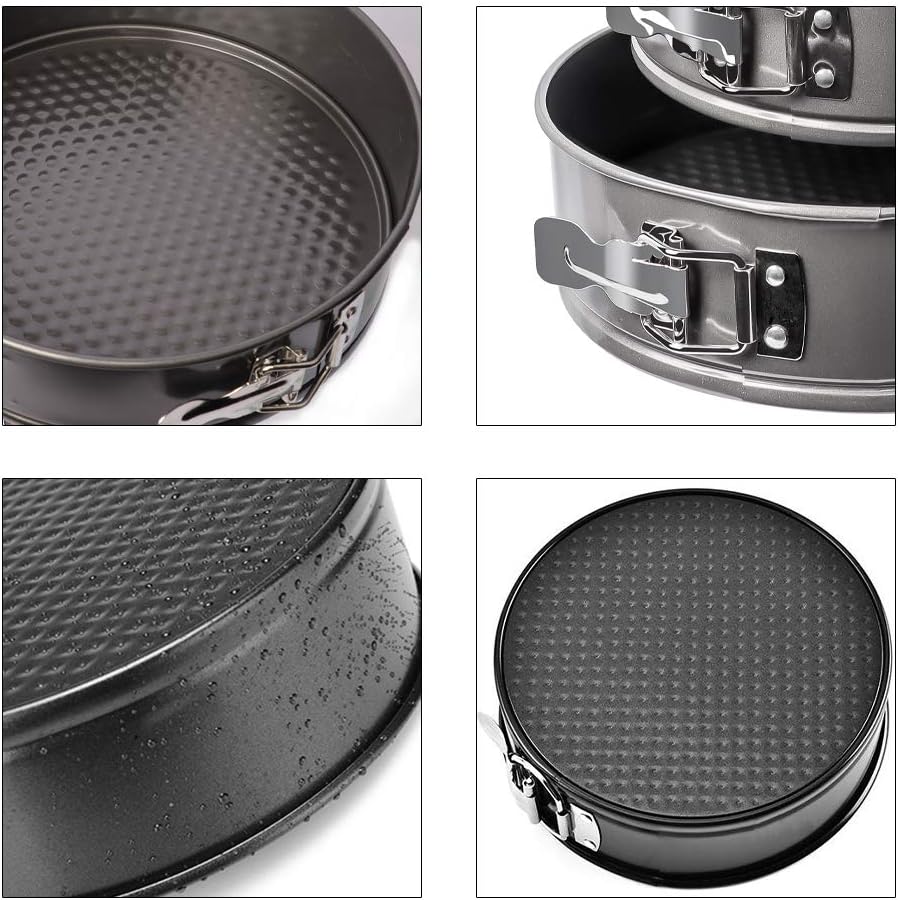 Springform Pan Set（6 8 10 inches） 3 Pieces Nonstick Cake Pan Bakeware Set Cake Mold with Removable Bottom - Black: Kitchen & Dining