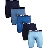 IZOD Mens Boxer Briefs - 5 Pack Performance Stretch Long Leg Mens Underwear Boxers with Contour Pouch, 9" Inseam