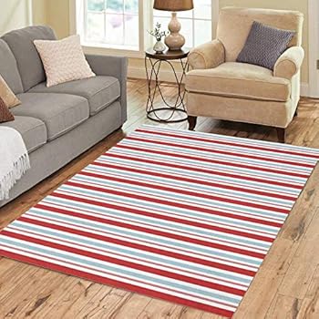 Pinbeam Area Rug Seuss Red and Blue Stripes Pattern Circus Americana Home Decor Floor Rug 5' x 7' Carpet