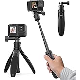 TELESIN 40cm/15.75'' Selfie Stick Tripod, Quick Release Portable Vlog Camera Selfie Stick Handle Grip Monopod for GoPro 13 12 11 10 Max/Insta360 X5/AKASO/DJI Osmo Action 6 5 pro Osmo Nano Accessories