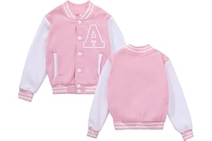 NICNZQI Kids Varsity Jacket Girls Baseball Jacket Boys Bomber Outwear with Pocket Coat