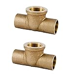 EZ-FLUID Plumbing 1" x 1" x 3/4" Brass Tee, C X C X