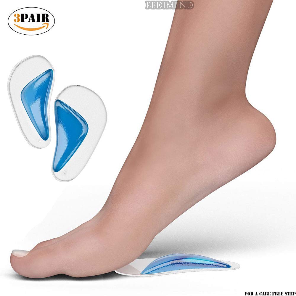 Gel Arch Support Insoles By PEDIMENDTM 3 PAIR Plantar Fasciitis Relief Cushions Foot Pain