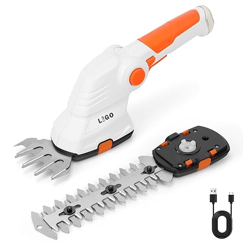 LIGO Cordless Grass Shear and Shrub Trimmer 2-in-1, 7.2V Electric Lawn Edger & Hedge Clipper, Lightweight Handheld with Rechargeable Battery, Ergonomic Design for Garden, Yard, and Bush Trimming