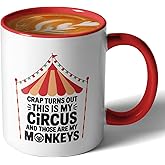 Jxubeuro, Crap. Turns Out This Is My Circus And Those Are My Monkeys, Funny Coffee Mug, Ceramic Coffee Mug/Tea Cup, Unique Birthday and Holiday Gifts for Coworkers, Friends, Boss