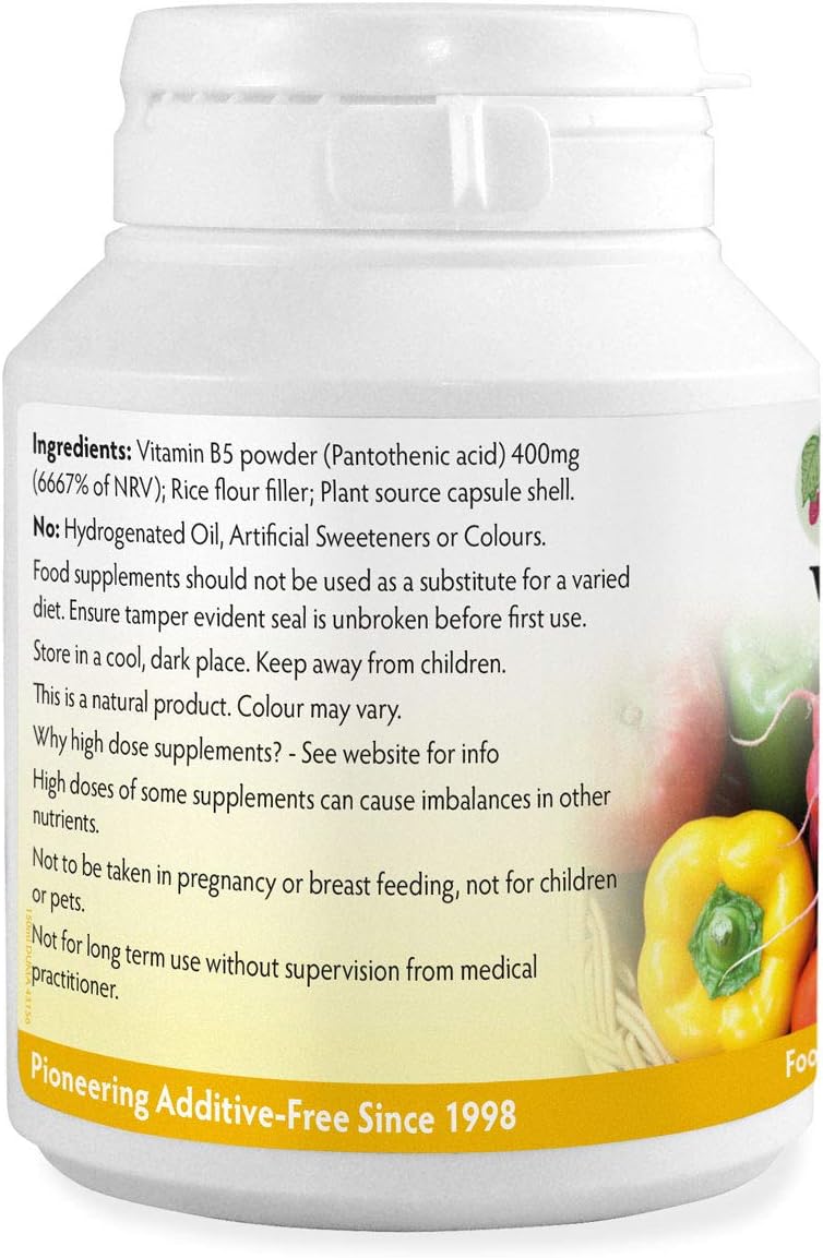Vitamin B5 (Pantothenic Acid) 400mg x 90 Capsules (Magnesium Stearate Free), 90 count (Pack of 1) - Image 3