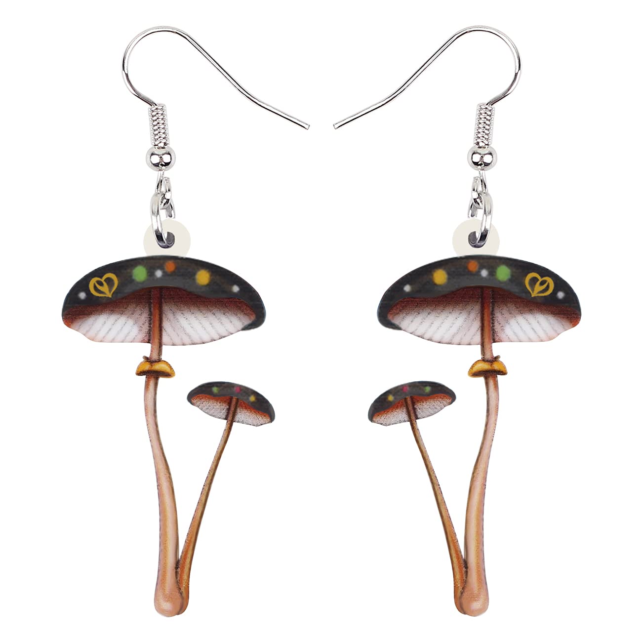DUOWEI Acrylic Mushroom Earrings Dangle Aesthetic Gifts for Women (Black)