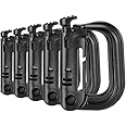 Tactical D-Ring Grimlock Carabiners for Molle Gear, Strong and Lightweight, Fast Latch System for Military Vest or Patrol Ready Bags, Black, 5 Pack