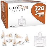 GLUCO-CARE Pen Tips, 32G x 5mm, Ultra-Fine, Twist-On Design, 100 Count | Universal Fit, Thin-Wall Design, Individually Sealed, Consistent Performance, Compact Design