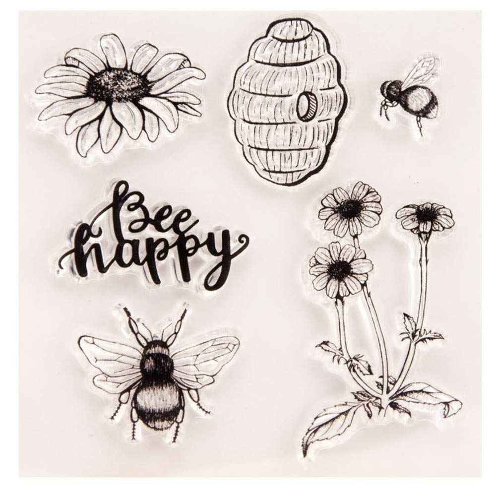 Arrietty Bee Happy Flowers Daisy Clear Stamps for Card Making Decoration and DIY Scrapbooking