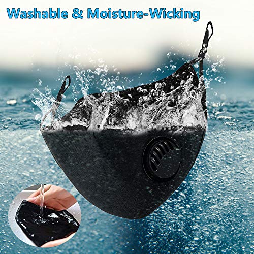 3Pcs Dust ???????????????? Cotton ???????????????? with Va and 20 Replaceable Fs, Washable and Reusable ???????????????? with Adjustable Ear Straps and N Wire for Men Women & Kids (Black)