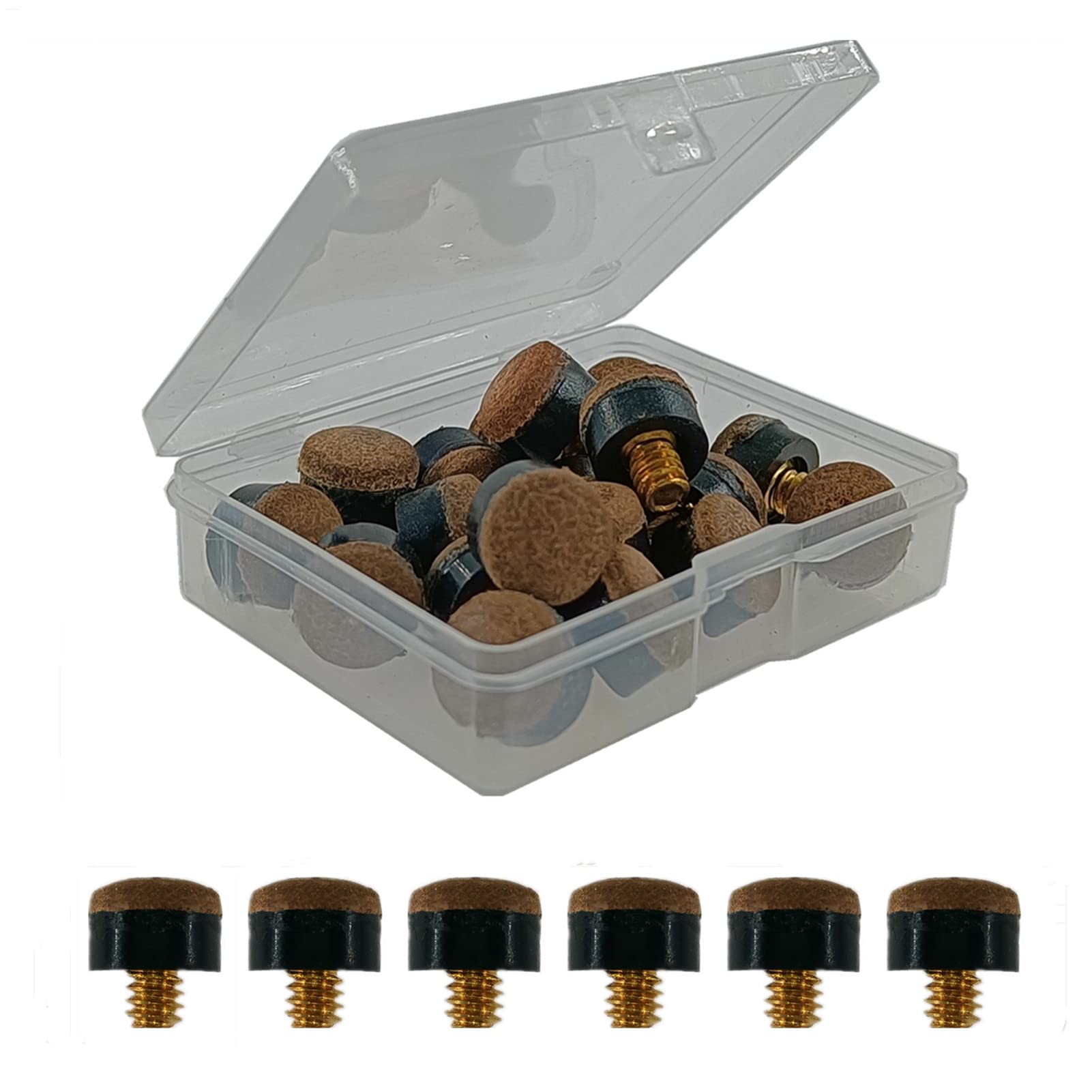 ZHIYE Screw on Tips 10 mm 0.4 inch Cue Tips Screw On for Pool Cues and Snooker Easy to fit, 20 pieces Brown