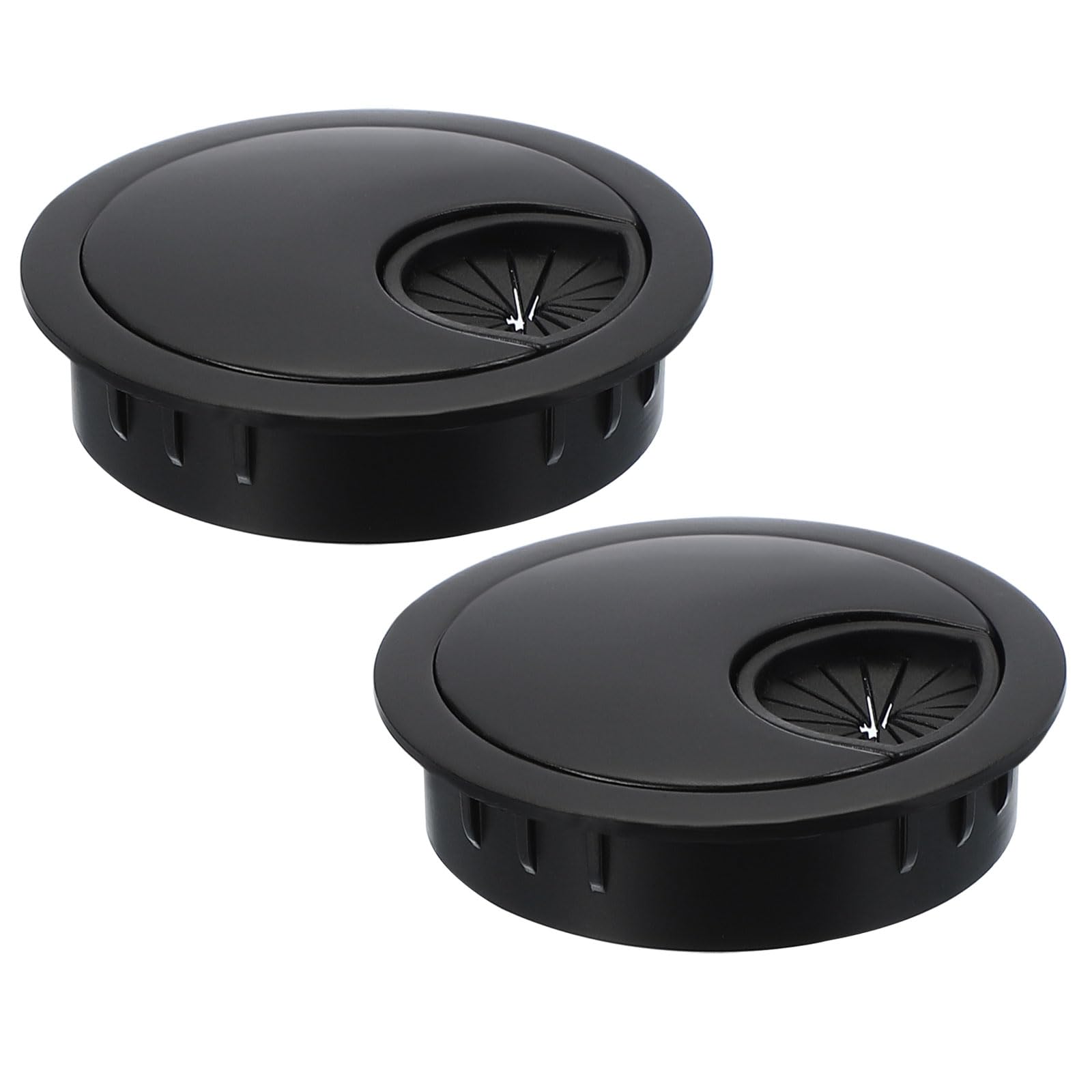 PATIKIL Cable Hole Cover, 2pcs 1.97inch/50mm Desk Wire Cord Cable Grommets Hole Cover for Office PC Desk Cable Organizer, Black
